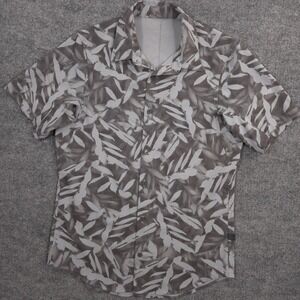 Lululemon Airing Easy Shirt Mens S Gray Spray Leaf MAX Rhino Print Performance